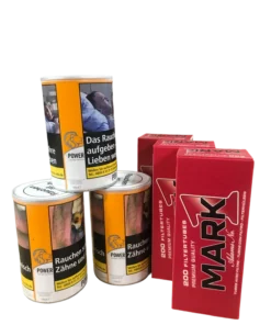 3x Power Volumen Tabak 180g Dose gelb + 600 Mark1 Hülsen