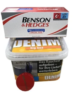 DENIM Volumen 160g + 250 Benson&Hedges Hülsen + Aschenbecher