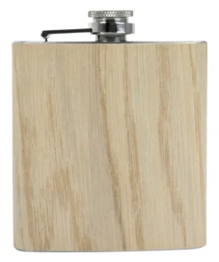 Taschenflasche Flachmann Edelstahl/Holz hellbraun 6 oz 11,5 x 9 x 2 cm