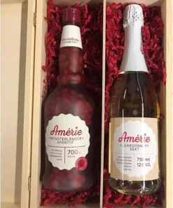 Sasse Amérie Münsterländer Aperitif 700 ml 16% vol. & Amérie Chardonnay Sekt 750 ml 12% vol. im Set – Geschenkbox für Genießer
