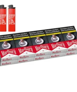 MARLBORO Crafted Red 8,00 Euro (10×20)+ 2 Marlboro Crafted Feuerzeuge