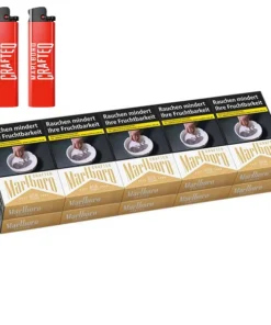 MARLBORO Crafted Gold 8,50 Euro (10×20) + 2 Marlboro Crafted Feuerzeuge