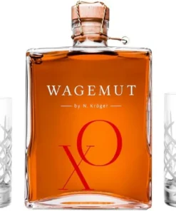 Wagemut XO Rum 700ml – 43,8 % Vol. | Mit 2 Tumbler-Gläsern | Barbados Blend | Im Cognacfass gereift (Club 340ml)