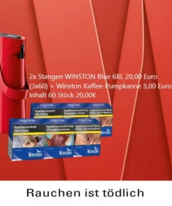 2xWINSTON Blue BP 6XL 20,00 Euro (3×58) + Winston Kaffee-Pumpkanne 5,00 Euro