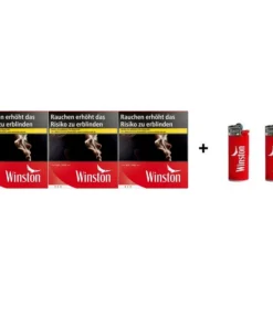 WINSTON Red BP 6XL 20,00 Euro (3×58) + 2 Winston Feuerzeuge
