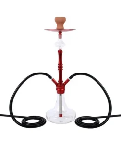 Wasserpfeife CATCHER rot/transparent 66cm hoch 2 Anschlüsse