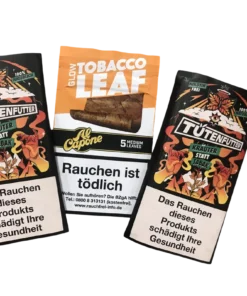 2x TÜTENFUTTER Kräutermischung ohne Nikotin + 1x Al Capone Tobacco Leaf – Glow