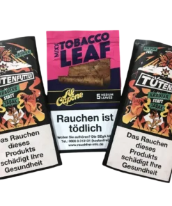2x TÜTENFUTTER Kräutermischung ohne Nikotin + 1x Al Capone Tobacco Leaf – Mixx