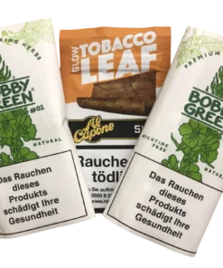 2x BOBBY GREEN Damiana #02 ohne Nikotin + 1x Al Capone Tobacco Leaf – Glow