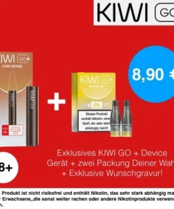1+1 | 1x Kiwi Go+ Plus Device Dark Bronze + 1x Kiwi Go Plus Pods Classic Tobacco 20mg(2er Pack)
