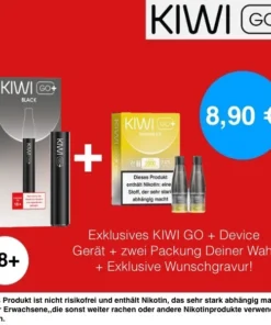 1+1 | 1x Kiwi Go+ Plus Device Black + 1x Kiwi Go Plus Pods Tangerine Ice 20mg(2er Pack)
