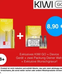 1+1 | 1x Kiwi Go+ Plus Device Yellow + 1x Kiwi Go Plus Pods Grape Ice 20mg(2er Pack)