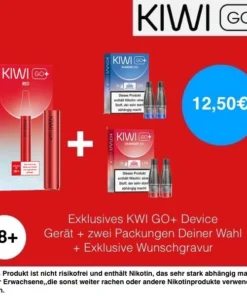 1+2 | Kiwi GO+ Device Red+ 2 Packs Kiwi Go+ Pods 20mg(2er-Pack)