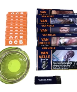 5x Van Nelle Zware 50g + 10 Heftchen OCB orange(50 Blatt) + Glasascher + Feuerzeug
