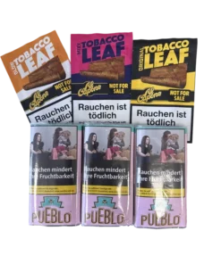 3 Pouches PUEBLO Pink+ Al Capone Leaf Mix+ Tabakascher